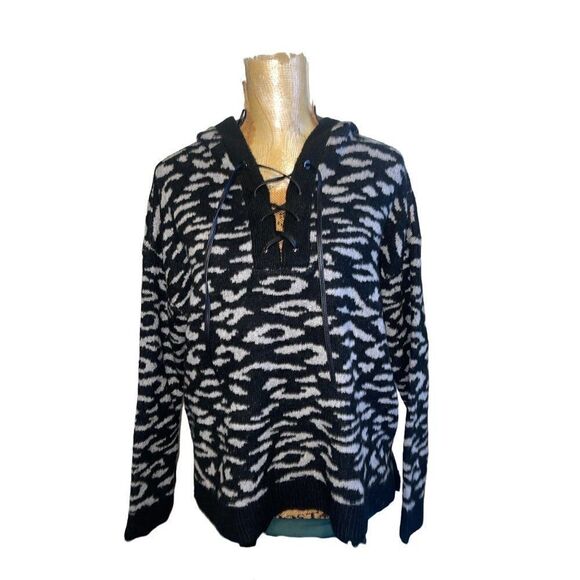 Rock Republic Hooded V-Neck Animal Leopard Print Sweater Size XL - Picture 1 of 15